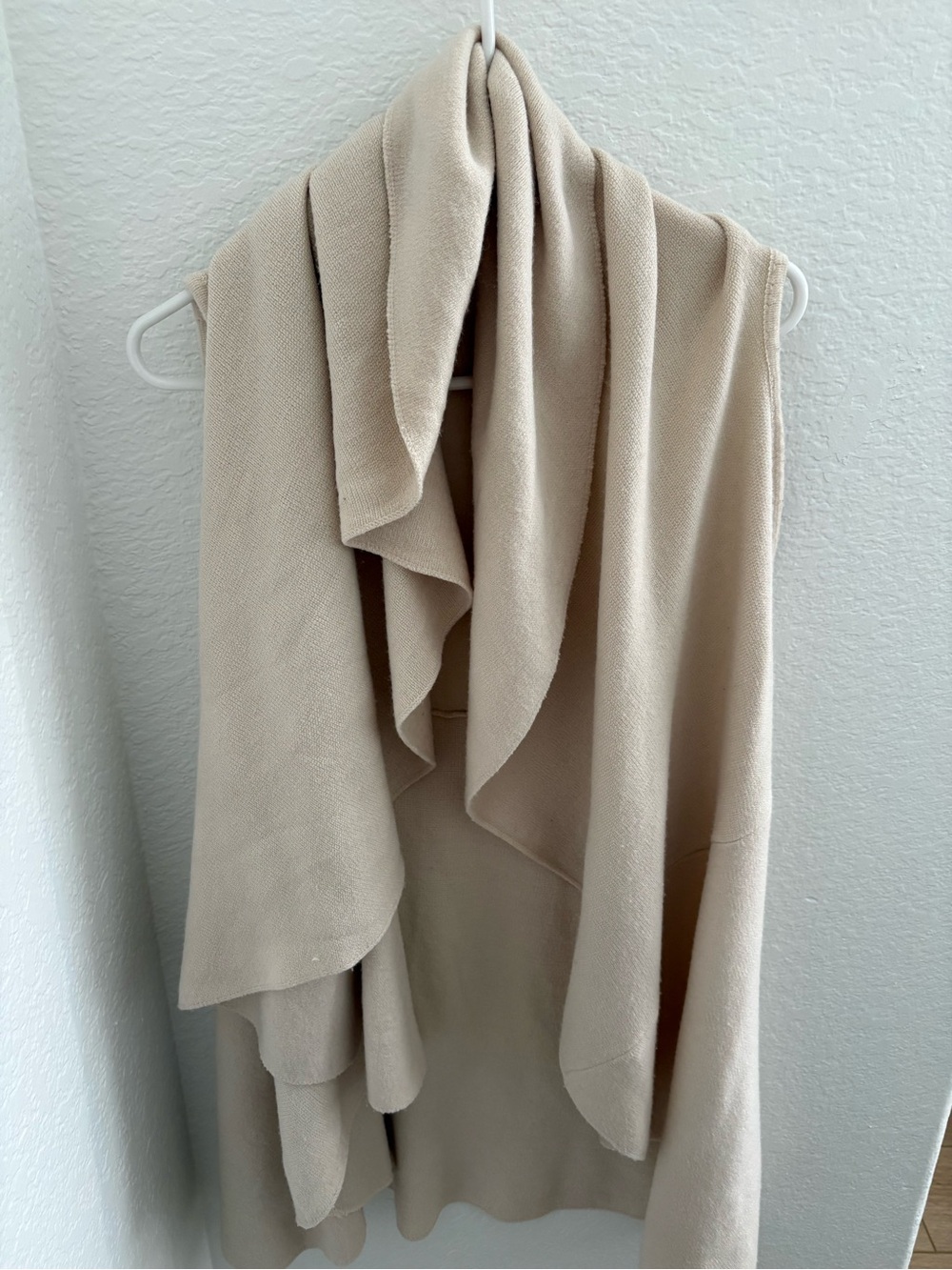 Beige Draped Open-Front Women's Sweater Cardigan